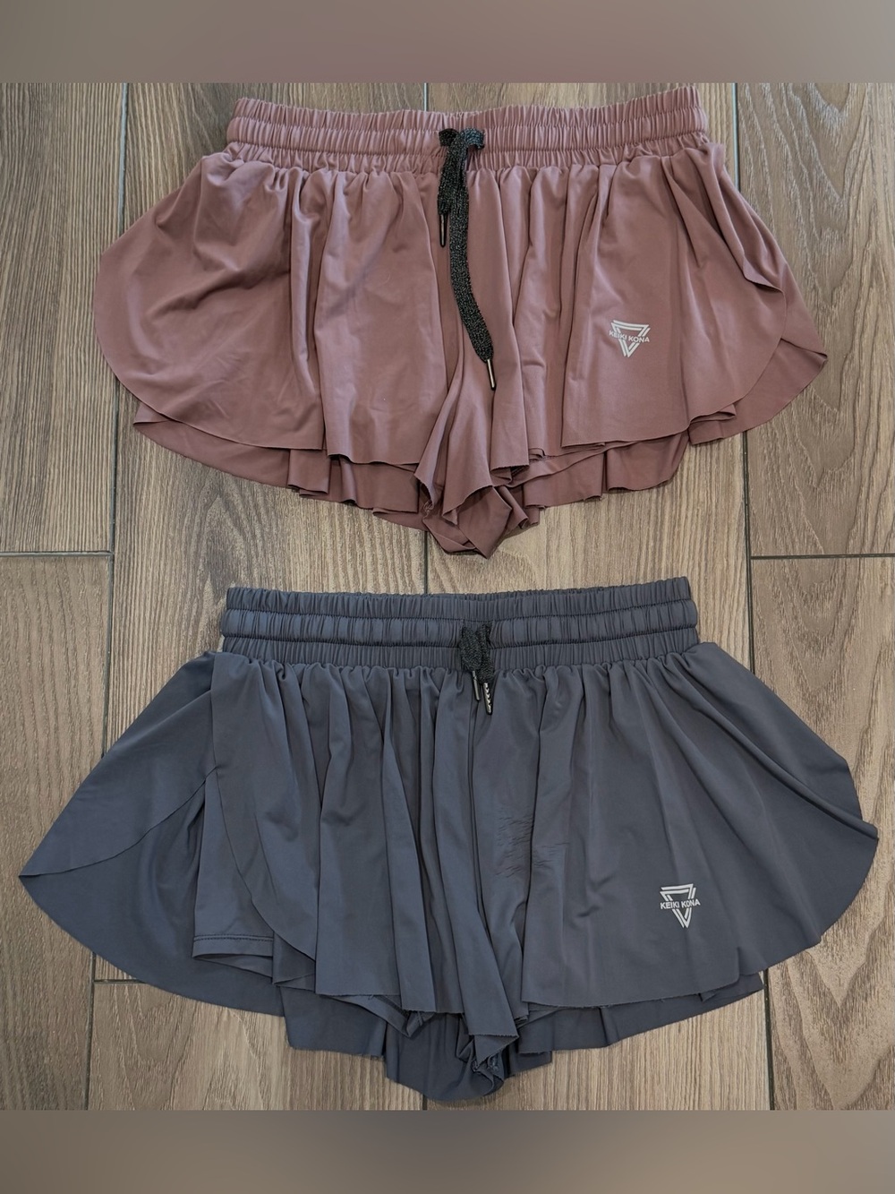 Keiki Kona Women’s Layered Running Shorts - Rose and Charcoal bundle